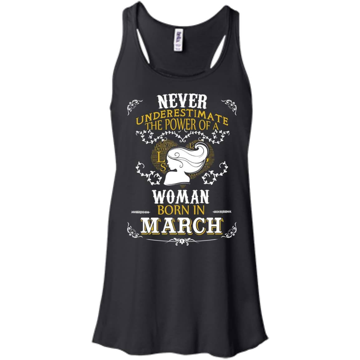 A Woman Born In MARCH-T-Shirt & Hoodie-Women's Flowy Racerback Tank-Black