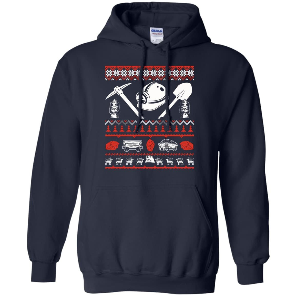 Coal Miner Christmas Sweater-T-Shirt & Hoodie-Pullover Hoodie-Navy