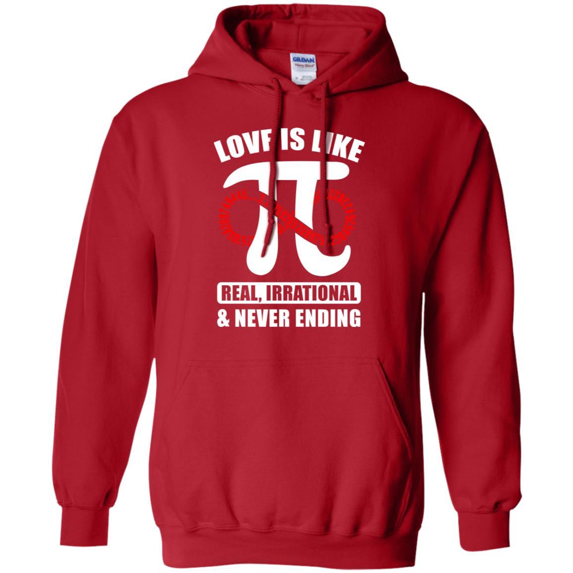 Love Is Like Pi Math 3.14 Pi Day Gift-T-Shirt & Hoodie-Pullover Hoodie-Red