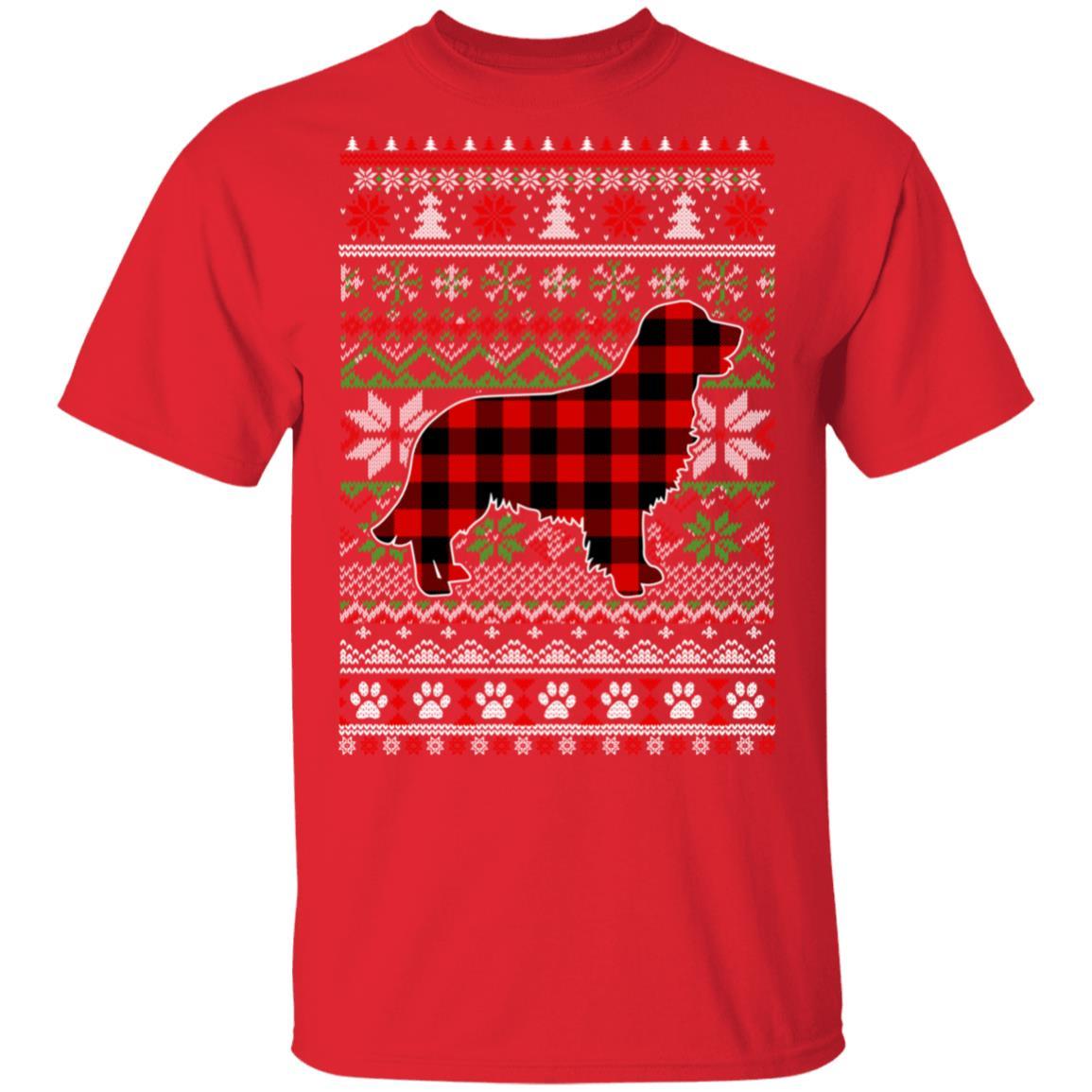 Golden Retriever Red Plaid Ugly Christmas Sweater Gifts-T-Shirt & Sweatshirt-Classic T-Shirt-Red