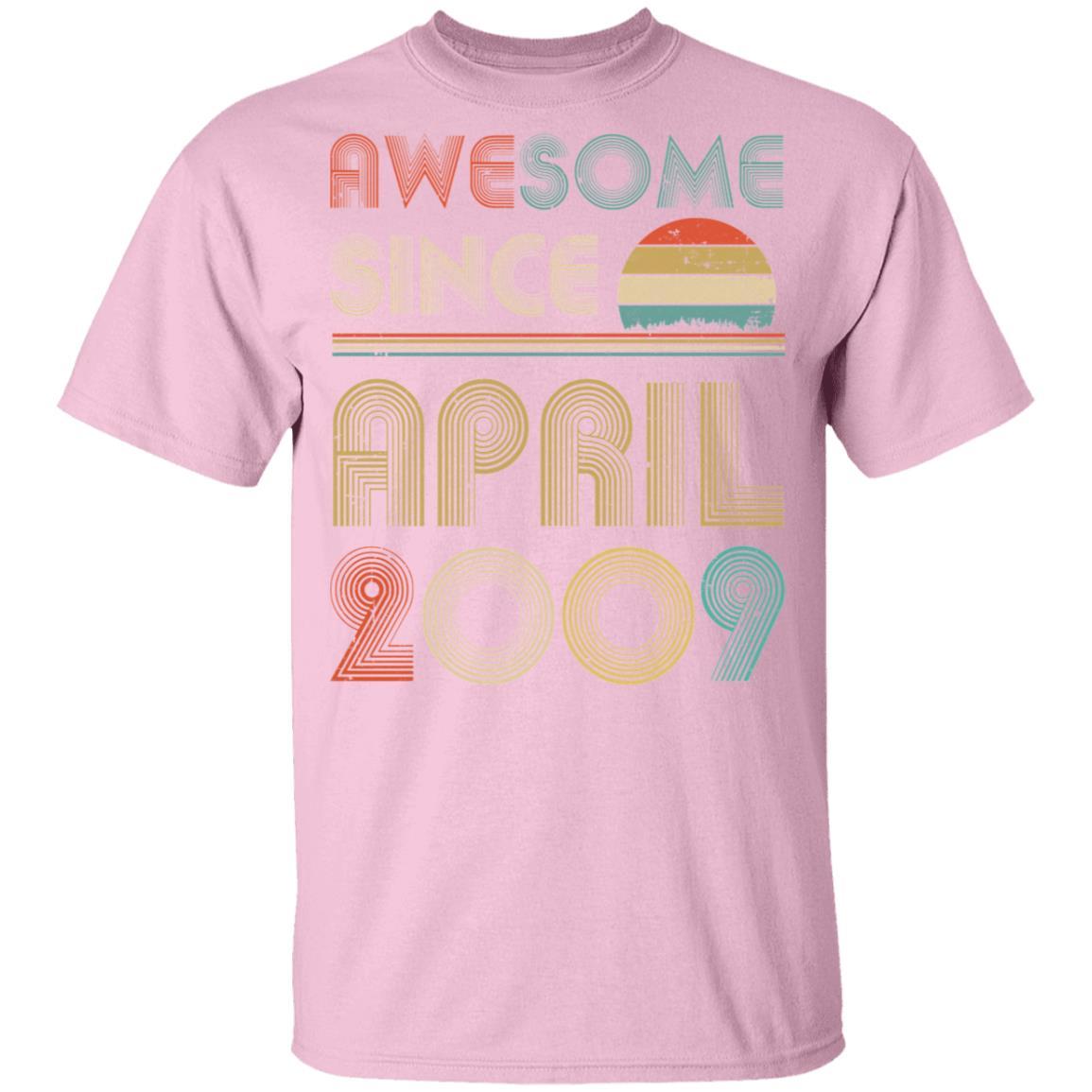 Awesome Since April 2009 Vintage 12th Birthday Gifts Youth-Youth Shirt-Youth T-Shirt-Light Pink