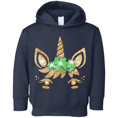 Unicorn Face Saint Patrick's Day For Girls Youth-Youth Shirt-Toddler Fleece Hoodie-Navy