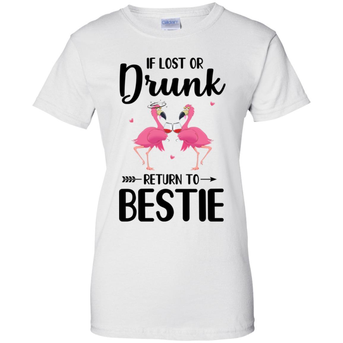 If Lost Or Drunk Please Return To My Bestie Couple Flamingo-T-Shirt & Tank Top-Women's T-Shirt-White
