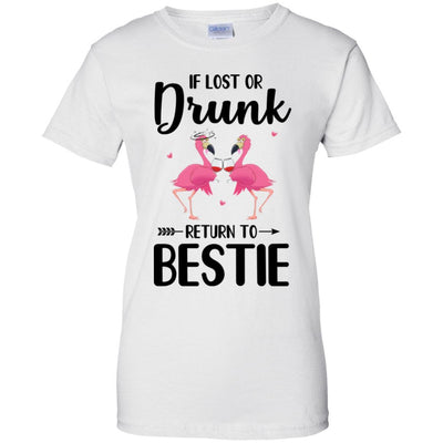 If Lost Or Drunk Please Return To My Bestie Couple Flamingo-T-Shirt & Tank Top-Women's T-Shirt-White