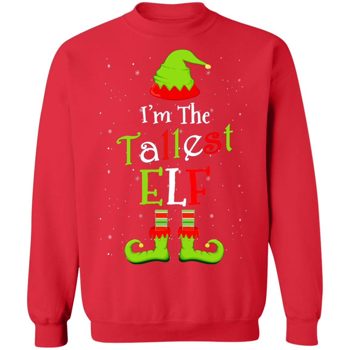 I'm The Tallest Elf Family Matching Funny Christmas Group Gift-T-Shirt & Sweatshirt-Crewneck Sweatshirt-Red