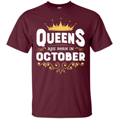 Queens Are Born In October-T-Shirt & Hoodie-Classic T-Shirt-Maroon