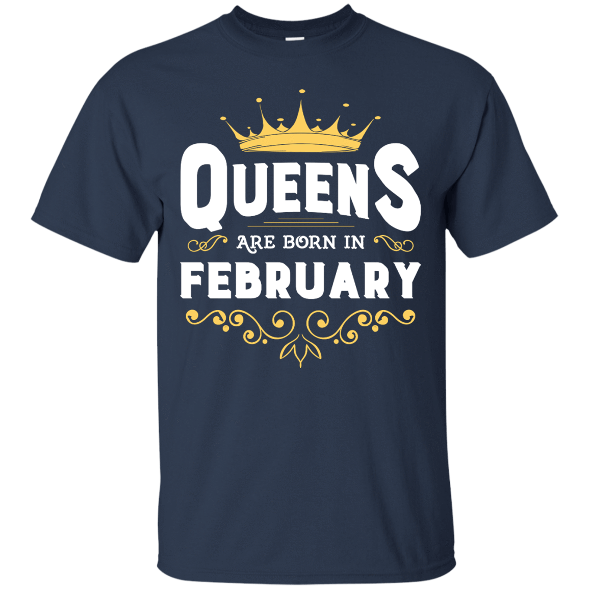 Queens Are Born In February-T-Shirt & Hoodie-Classic T-Shirt-Navy