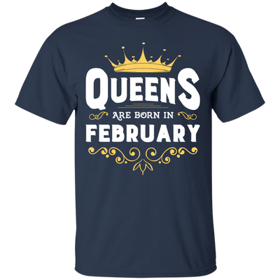 Queens Are Born In February-T-Shirt & Hoodie-Classic T-Shirt-Navy