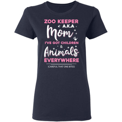 Zoo Keeper Aka Mom I've Got Children and Animals Everywhere-T-Shirt & Hoodie-Women's T-Shirt-Navy