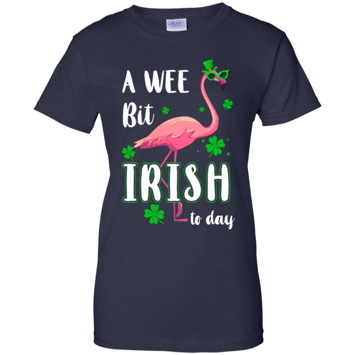 A Wee Bit Irish Today Green Flamingo St Patrick's Day-T-Shirt & Hoodie-Women's T-Shirt-Navy