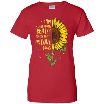 I Just Really Really Love Cows Sunflower-T-Shirt & Tank Top-Women's T-Shirt-Red