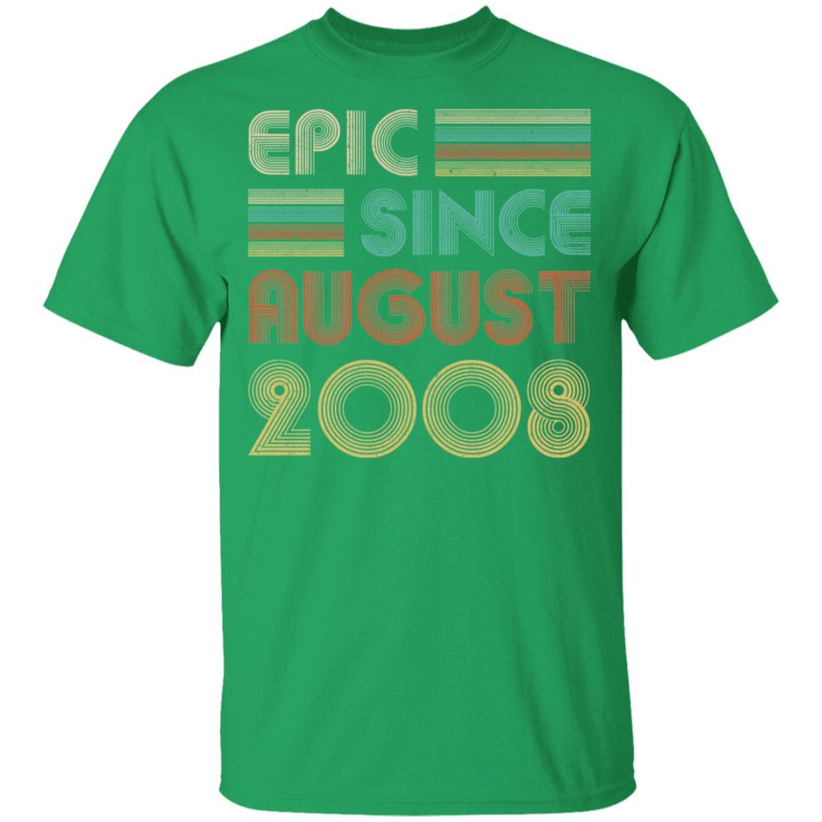 Epic Since August 2008 Vintage 13th Birthday Gifts Youth-Youth Shirt-Youth T-Shirt-Irish Green