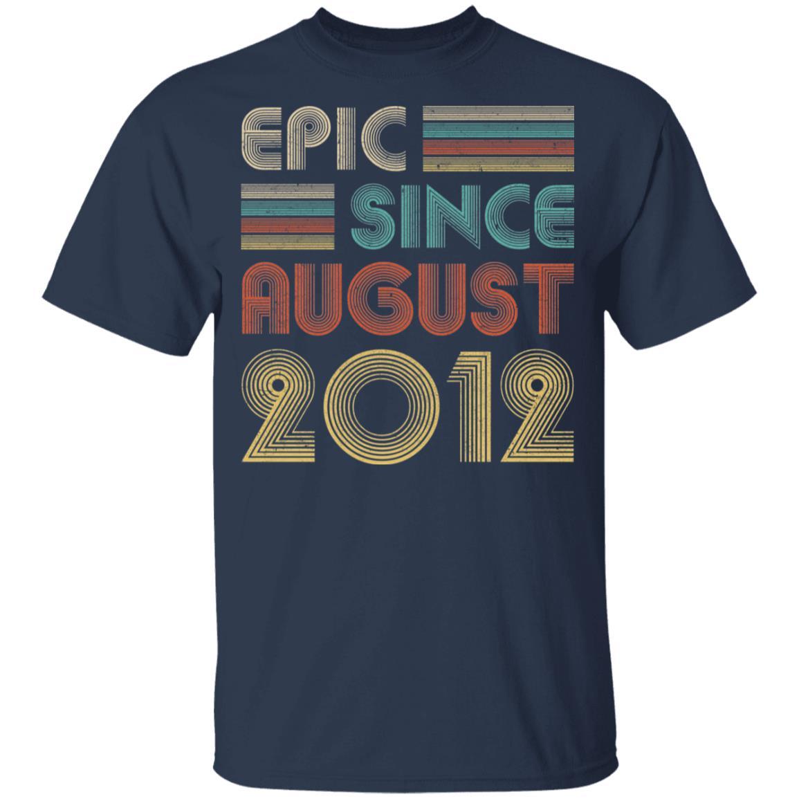 Epic Since August 2012 Vintage 9th Birthday Gifts Youth-Youth Shirt-Youth T-Shirt-Navy