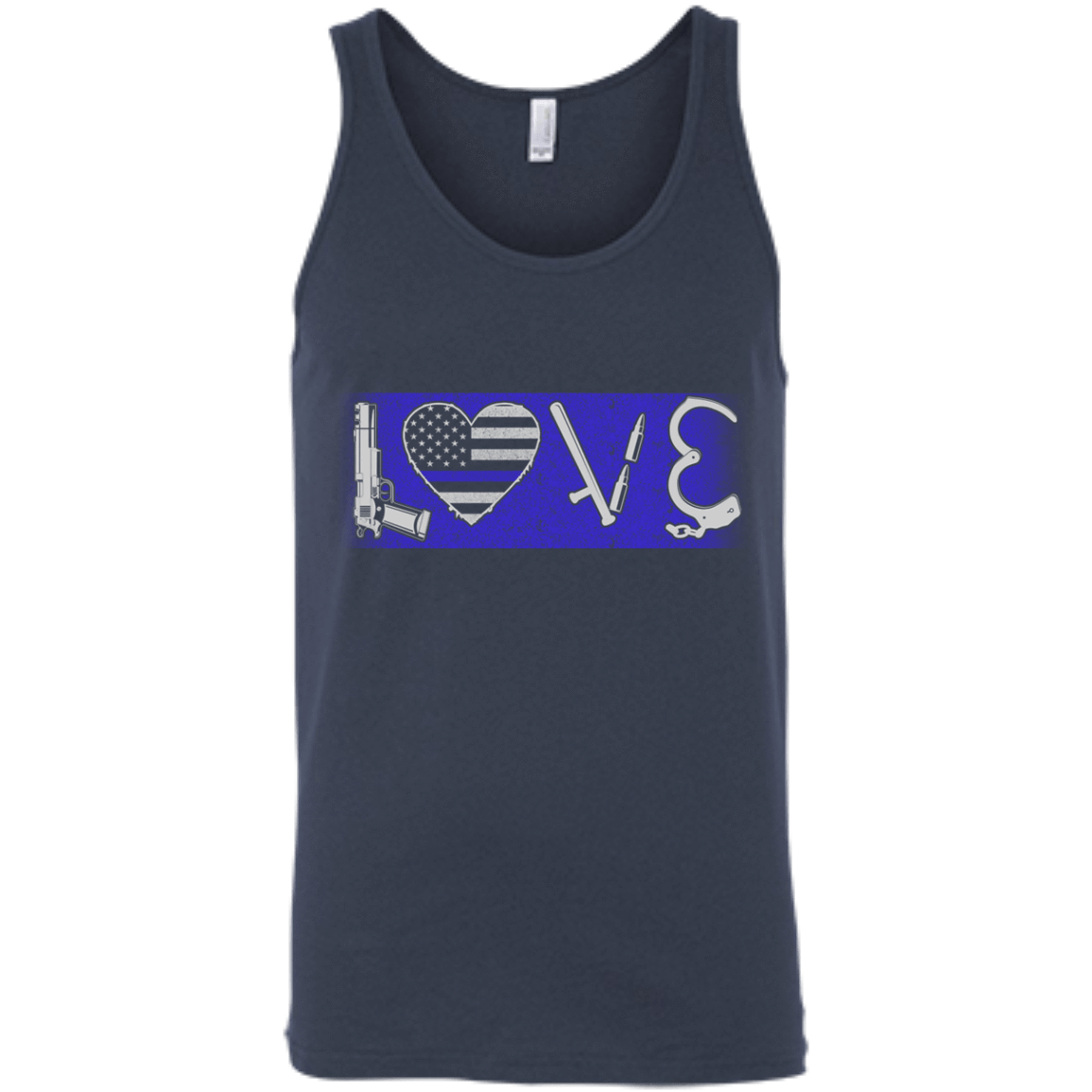 LOVE Thin Blue Line Police Officer-T-Shirt & Hoodie-Unisex Tank-Navy