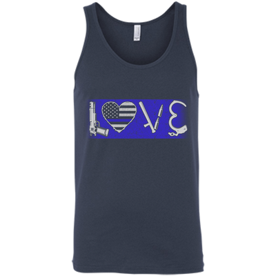 LOVE Thin Blue Line Police Officer-T-Shirt & Hoodie-Unisex Tank-Navy