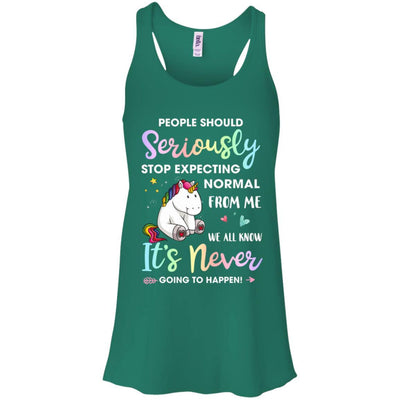 People Should Stop Expecting Normal From Me Unicorn-T-Shirt & Tank Top-Women's Flowy Racerback Tank-Kelly Green