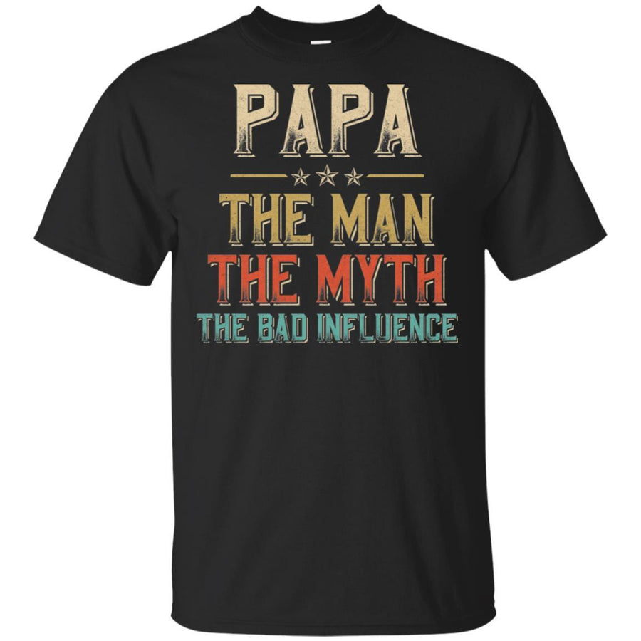 Vintage Papa The Man The Myth The Bad Influence-T-Shirt & Hoodie-Classic T-Shirt-Black