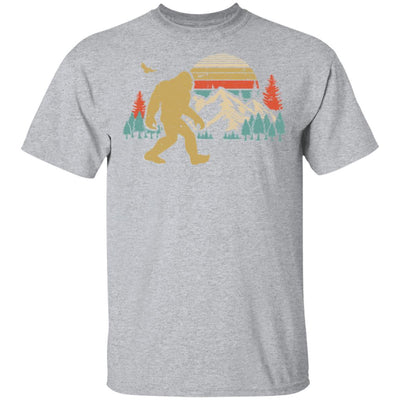 Vintage Retro Bigfoot Silhouette Mountain Sun Believe-T-Shirt & Hoodie-Classic T-Shirt-Sport Grey
