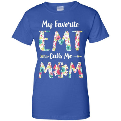 Floral My Favorite EMT Calls Me Mom Mothers Day Gift-T-Shirt & Hoodie-Women's T-Shirt-Royal