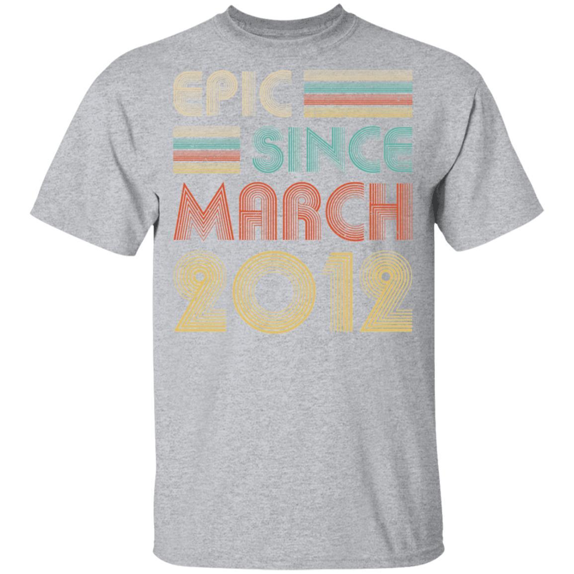 Epic Since March 2012 Vintage 9th Birthday Gifts Youth-Youth Shirt-Youth T-Shirt-Sport Grey