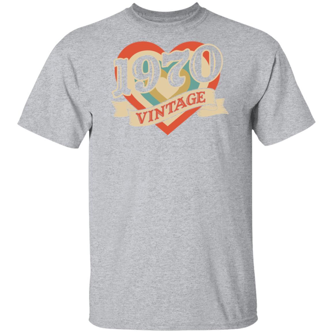 51th Birthday Gifts Classic Retro Heart Vintage 1970-T-Shirt & Tank Top-Classic T-Shirt-Sport Grey