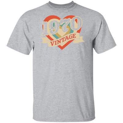 51th Birthday Gifts Classic Retro Heart Vintage 1970-T-Shirt & Tank Top-Classic T-Shirt-Sport Grey