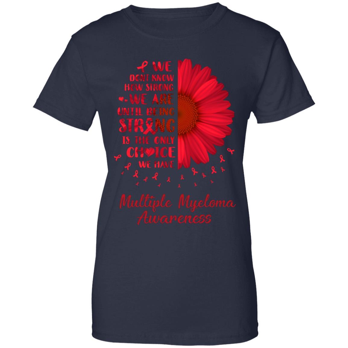 Being Strong Daisy Flower Burgundy Multiple Myeloma-T-Shirt & Hoodie-Women's T-Shirt-Navy