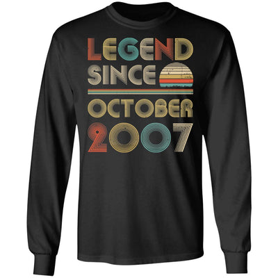 Legend Since October 2007 Vintage 14th Birthday Gifts-T-Shirt & Hoodie-Long Sleeve T-Shirt-Black