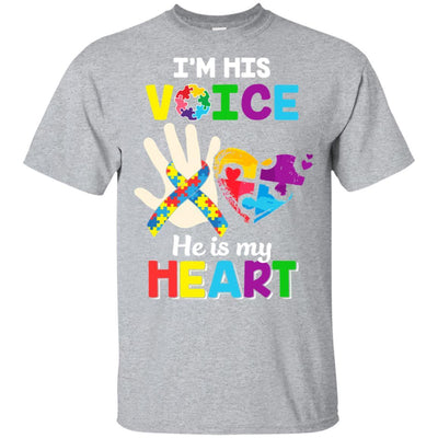 I'm His Voice He Is My Heart Dad Mom Autism Awareness-T-Shirt & Hoodie-Classic T-Shirt-Sport Grey