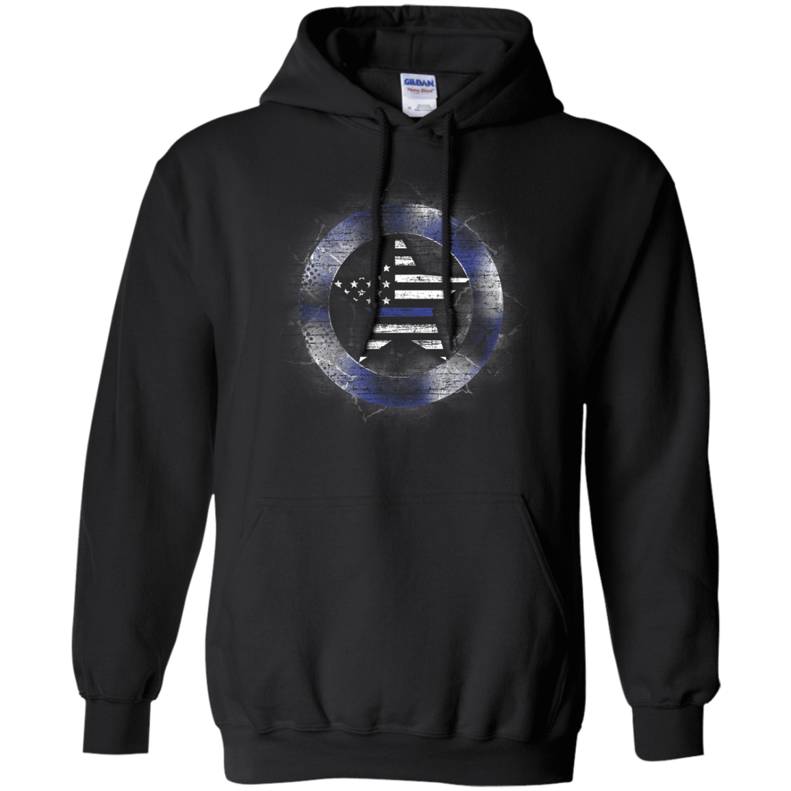 Thin Blue Line Support-T-Shirt & Hoodie-Pullover Hoodie-Black