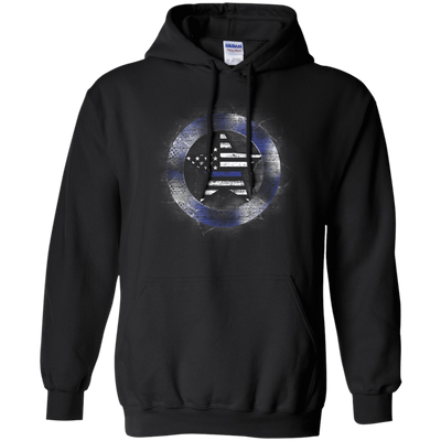 Thin Blue Line Support-T-Shirt & Hoodie-Pullover Hoodie-Black