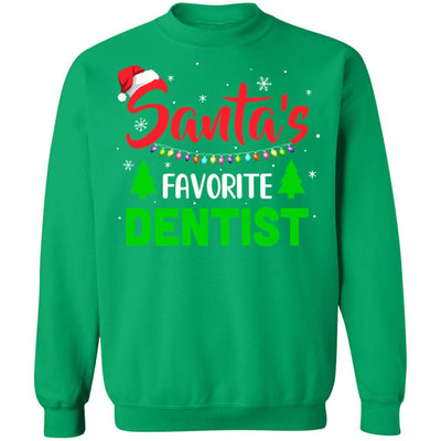 Santa's Favorite Dentist Funny Christmas Xmas Gifts-T-Shirt & Sweatshirt-Crewneck Sweatshirt-Irish Green