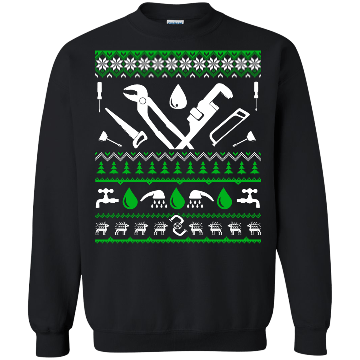 Plumber Christmas Sweater-T-Shirt & Hoodie-Crewneck Sweatshirt-Black