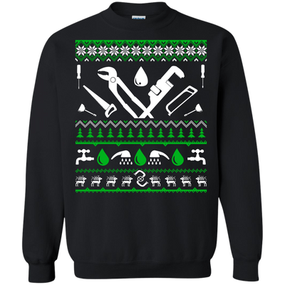 Plumber Christmas Sweater-T-Shirt & Hoodie-Crewneck Sweatshirt-Black