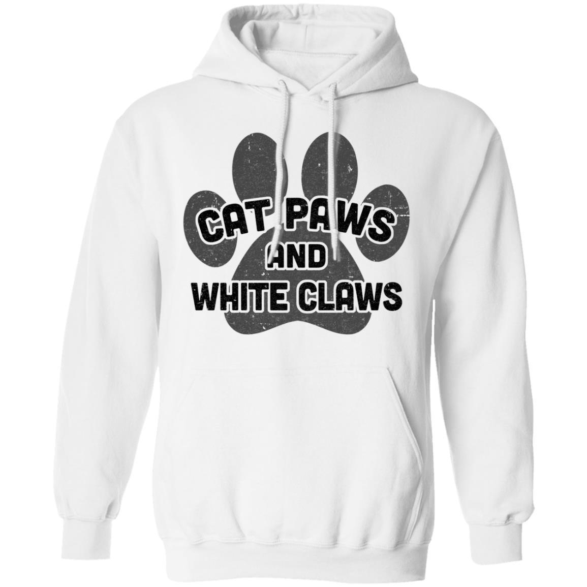 Cat Paws And White Claws Funny Cute Cat Lover-T-Shirt & Hoodie-Pullover Hoodie-White