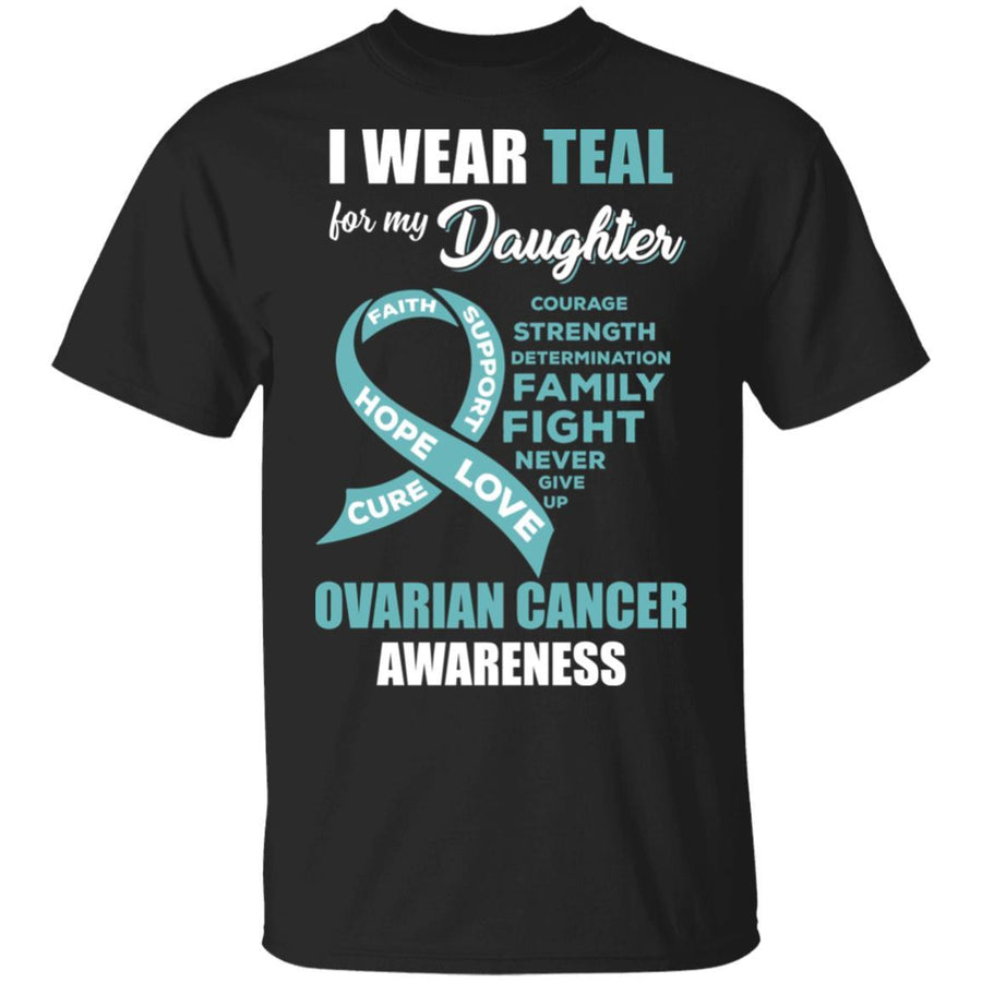 I Wear Teal For My Daughter Ovarian Cancer Awareness-T-Shirt & Hoodie-Classic T-Shirt-Black