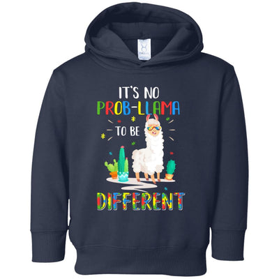 No Prob Llama To Be Different Llama Autism Awareness Gift Youth-Youth Shirt-Toddler Fleece Hoodie-Navy