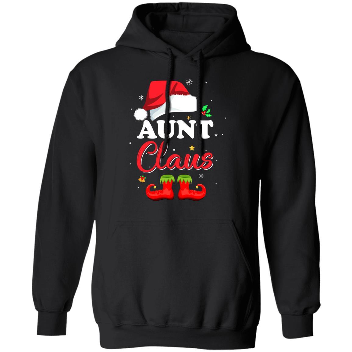 Santa Aunt Claus Matching Family Pajamas Christmas Gifts-T-Shirt & Sweatshirt-Pullover Hoodie-Black