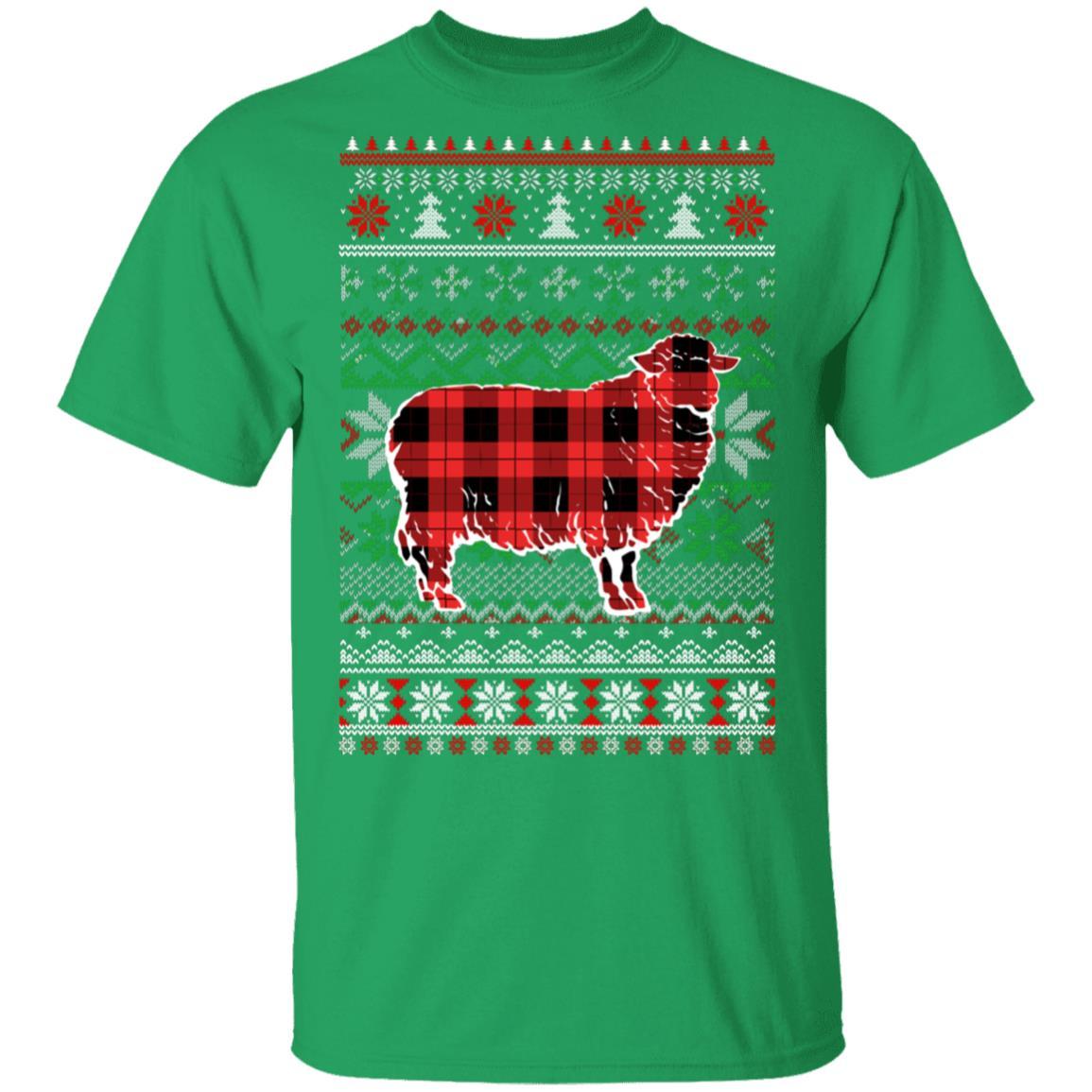 Sheep Red Plaid Ugly Christmas Sweater Funny Gifts-T-Shirt & Sweatshirt-Classic T-Shirt-Irish Green