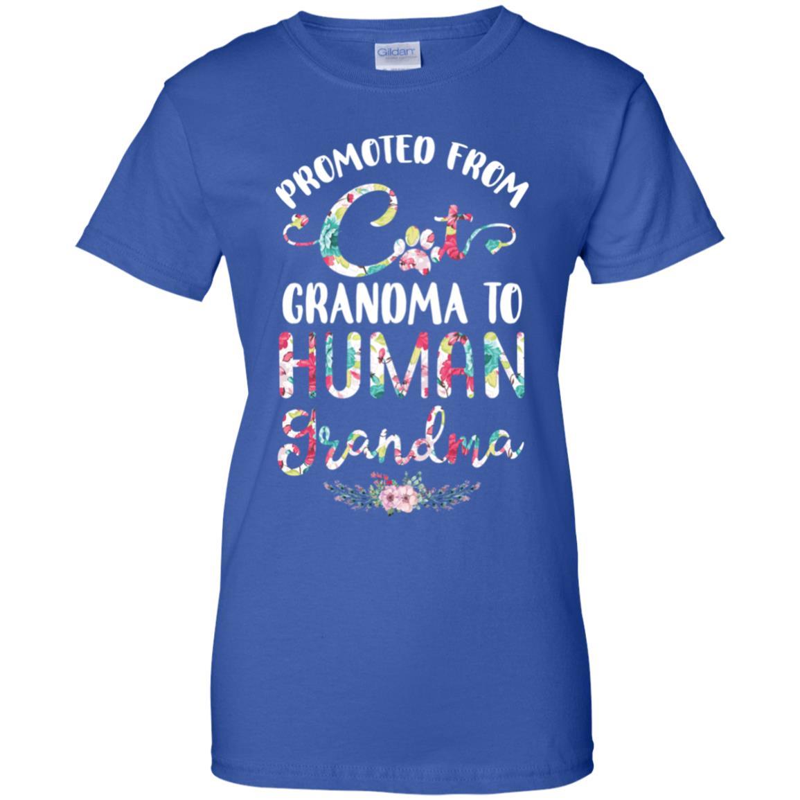Floral Promoted From Cat Grandma To Human Grandma Gift-T-Shirt & Tank Top-Women's T-Shirt-Royal