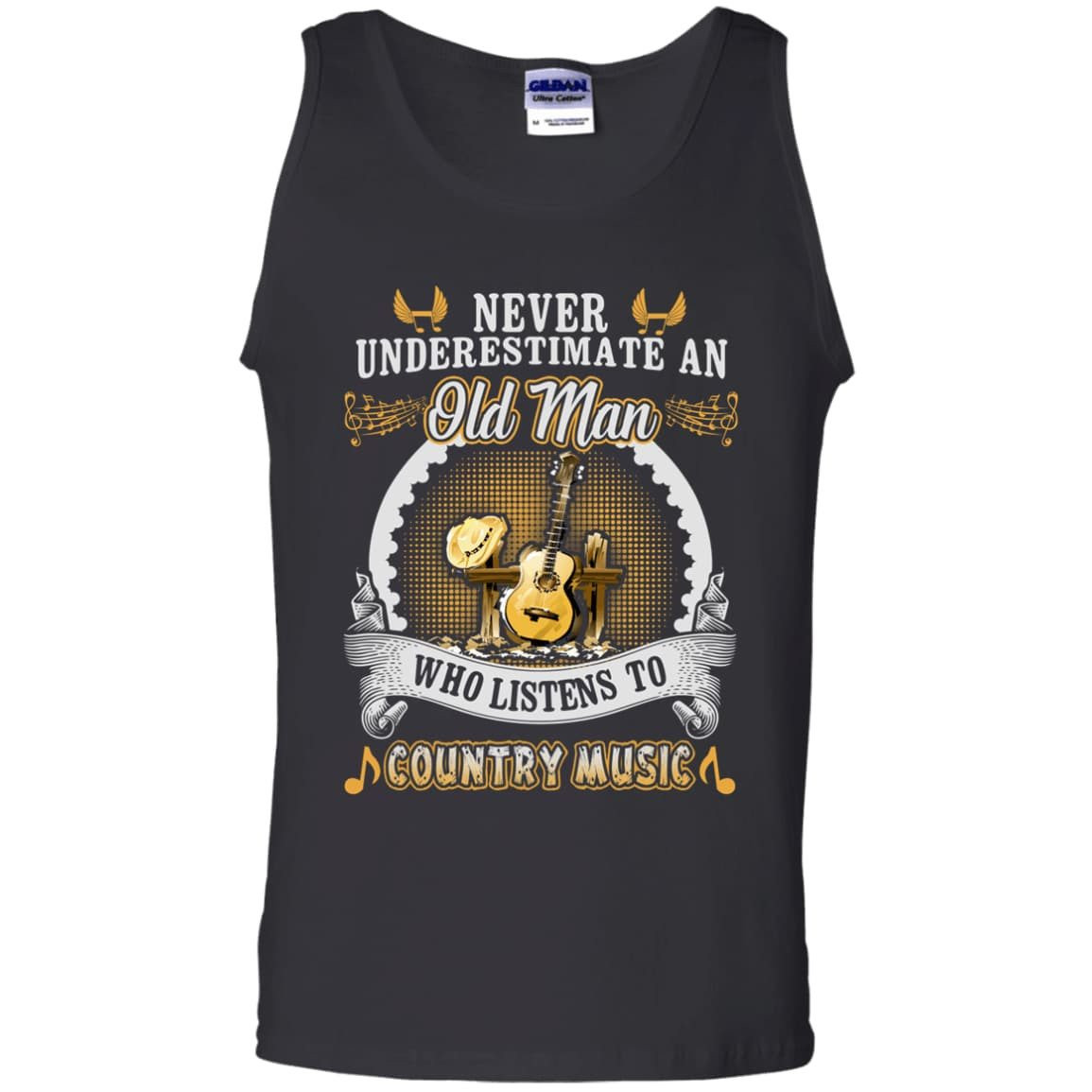An Old Man Listen To Country Music-T-Shirt & Hoodie-Unisex Tank-Black