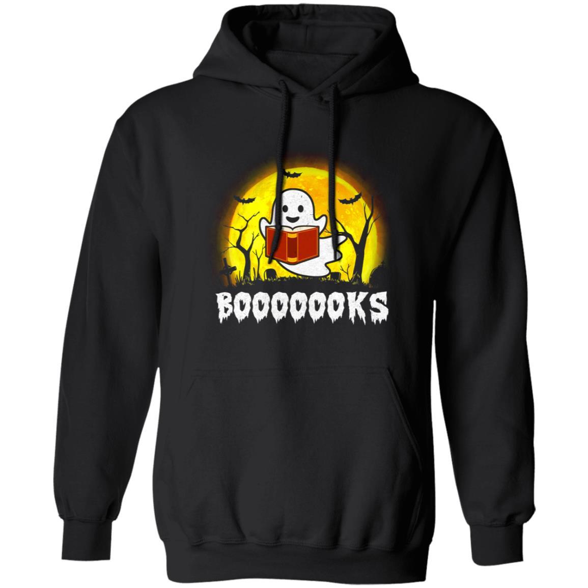 Funny Ghost Booooooks Read Books Boo Halloween Gift-T-Shirt & Hoodie-Pullover Hoodie-Black