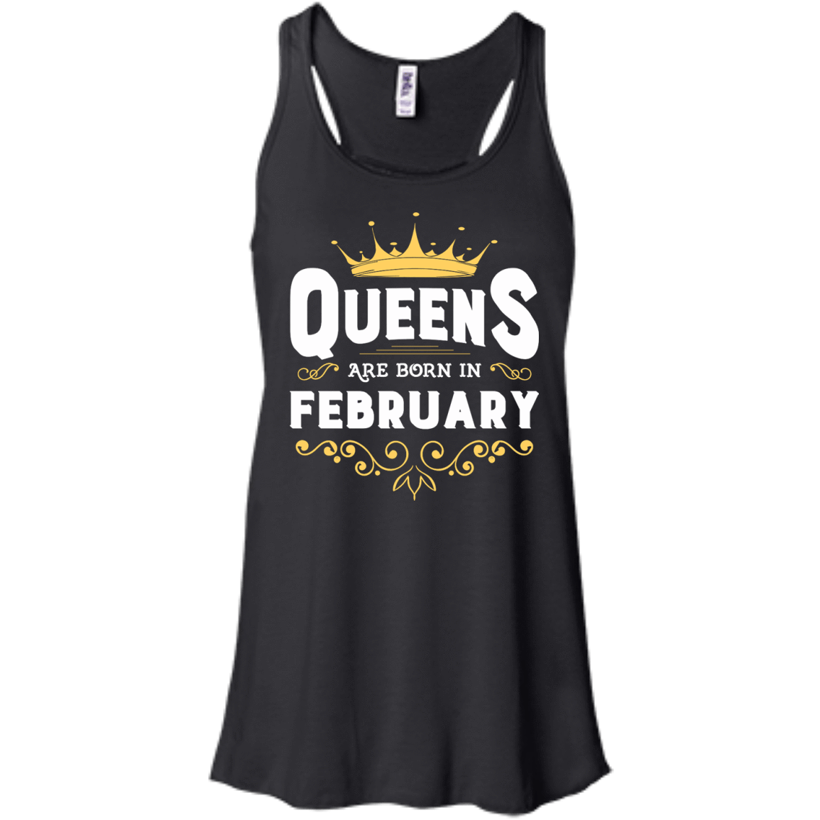 Queens Are Born In February-T-Shirt & Hoodie-Women's Flowy Racerback Tank-Black