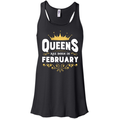Queens Are Born In February-T-Shirt & Hoodie-Women's Flowy Racerback Tank-Black
