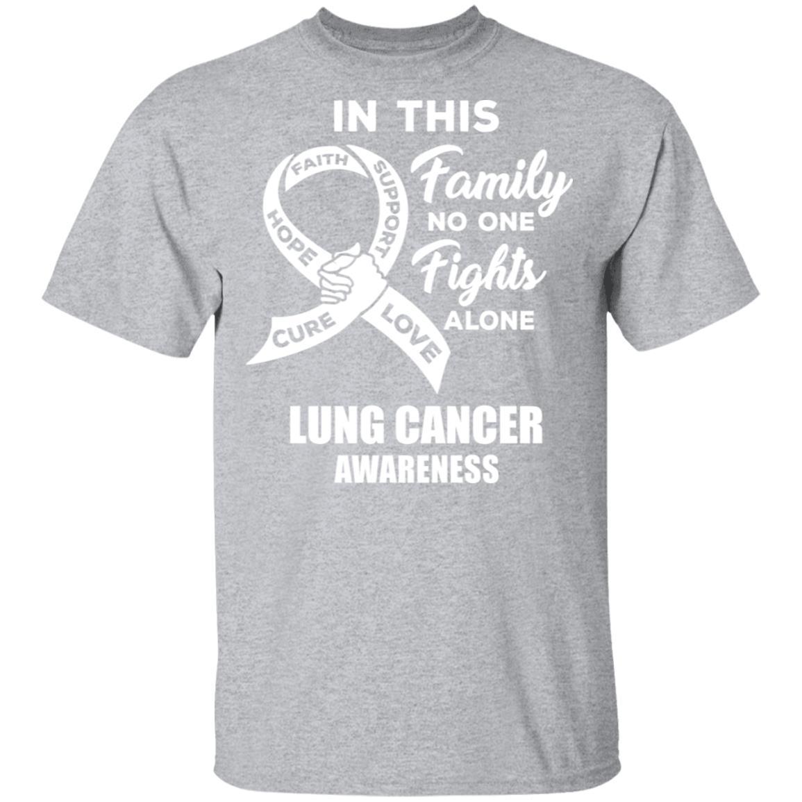 In This School No One Fights Lung Cancer Awareness Alone-T-Shirt & Hoodie-Classic T-Shirt-Sport Grey