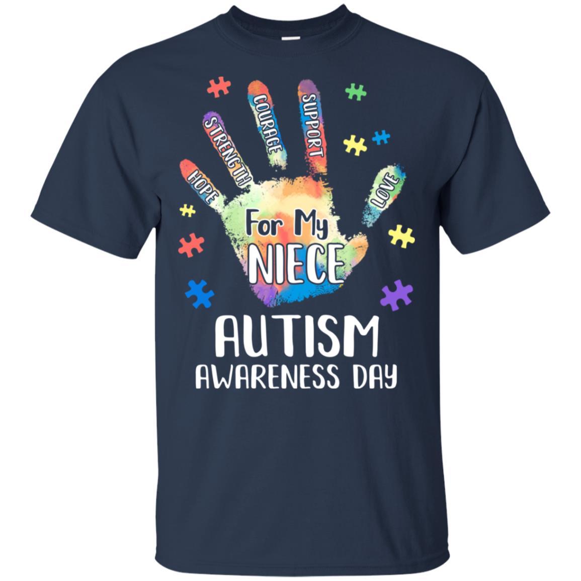 Support Autism Awareness For My Niece Puzzle Gift-T-Shirt & Hoodie-Classic T-Shirt-Navy