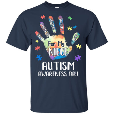 Support Autism Awareness For My Niece Puzzle Gift-T-Shirt & Hoodie-Classic T-Shirt-Navy