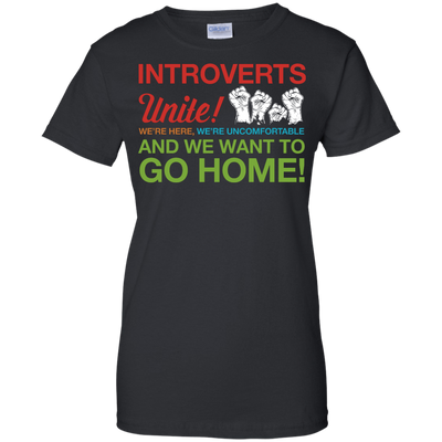 Introverts Unite We're Here We're Uncomfortable-T-Shirt & Hoodie-Women's T-Shirt-Black