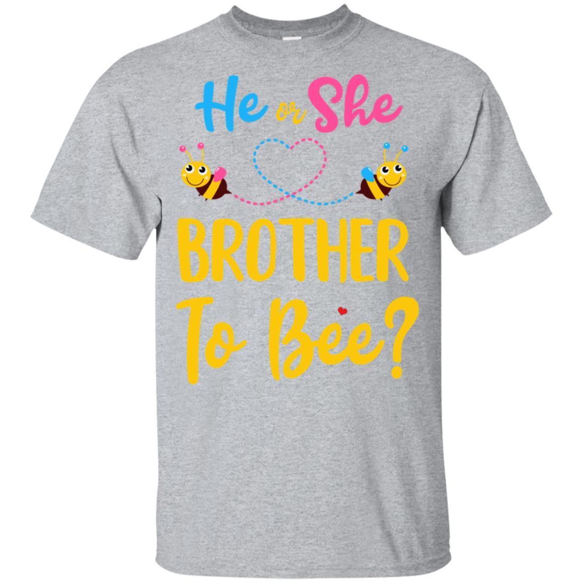 Gender Reveal Pink Blue What Will It Bee He Or She Brother Youth-Youth Shirt-Youth T-Shirt-Sport Grey