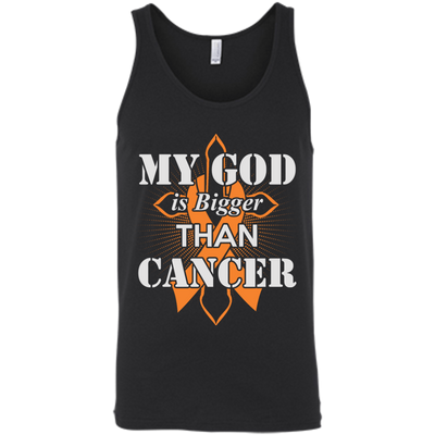 My God Is Bigger Than Cancer Orange Awareness Ribbon-T-Shirt & Hoodie-Unisex Tank-Black
